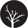 white tree in a black circle elkmont station logo